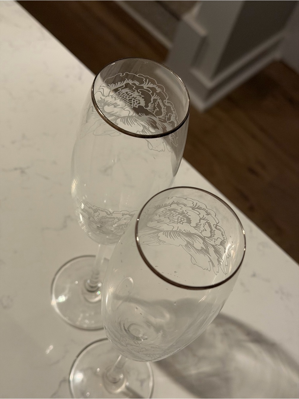 Lenox Silver Peony Toasting Flutes - Picture 6 of 8